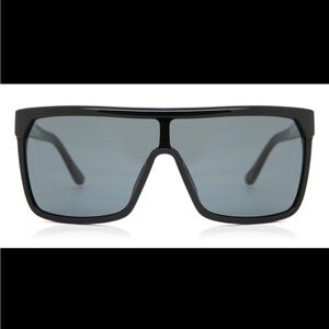 SPY Black Shield Sunglasses with Gray Lenses